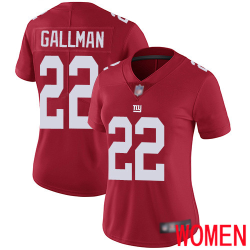 Women New York Giants 22 Wayne Gallman Red Limited Red Inverted Legend Football NFL Jersey